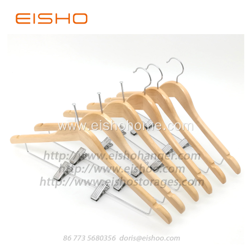EISHO Wholesale Hotel Wood Hanger Bulk With Clips